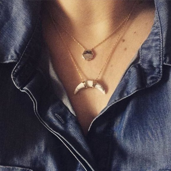 Stella & Dot | Gold + Tourmaline Quartz Nova Pendant Layering Necklace - Picture 7 of 10